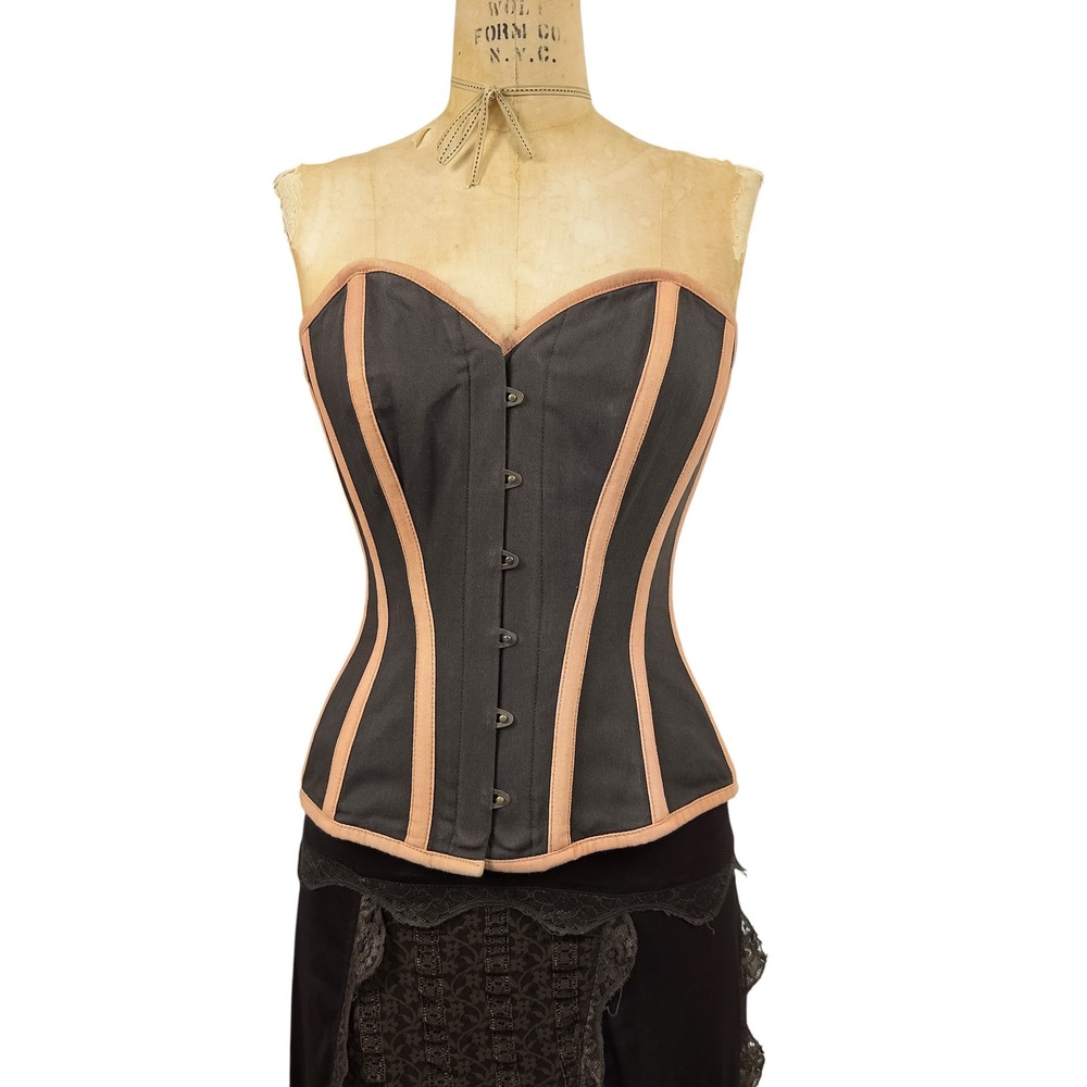Corset Story Brown Steel Boned Overbust Bustier Corset Steampunk Renfaire 26